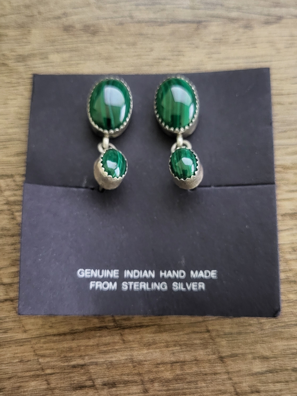 Handmade Sterling Silver Green Stone Drop Earrings